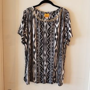 Ruby Rd Woman Beaded Short Sleeve Blouse